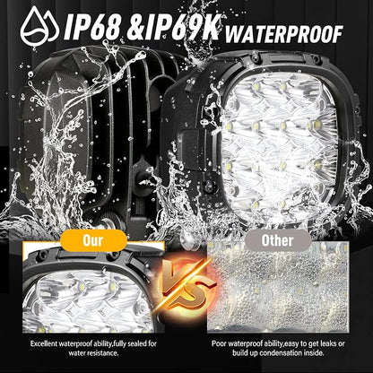 BIGLION.X 4 Inch 160W 18800LM Round LED Offroad Lights Driving Spotlights Fog Light Super Bright Bumper Off Road Driving Light with Wiring Harness IP68 for Pickup Trucks SUV ATV UTV