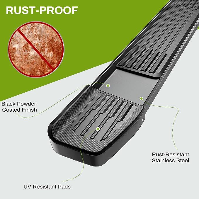 AUTOSAVER88 6 Inches Running Boards Compatible with 2019-2026 Chevy Silverado/GMC Sierra 1500 Crew Cab, 2020-2026 2500HD 3500HD, Black Stainless Steel Side Steps Nerf Bars