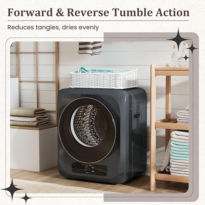 Auertech 1.5 Cu.Ft Portable Clothes Dryer, 850 W Front Load Electric Dryer
