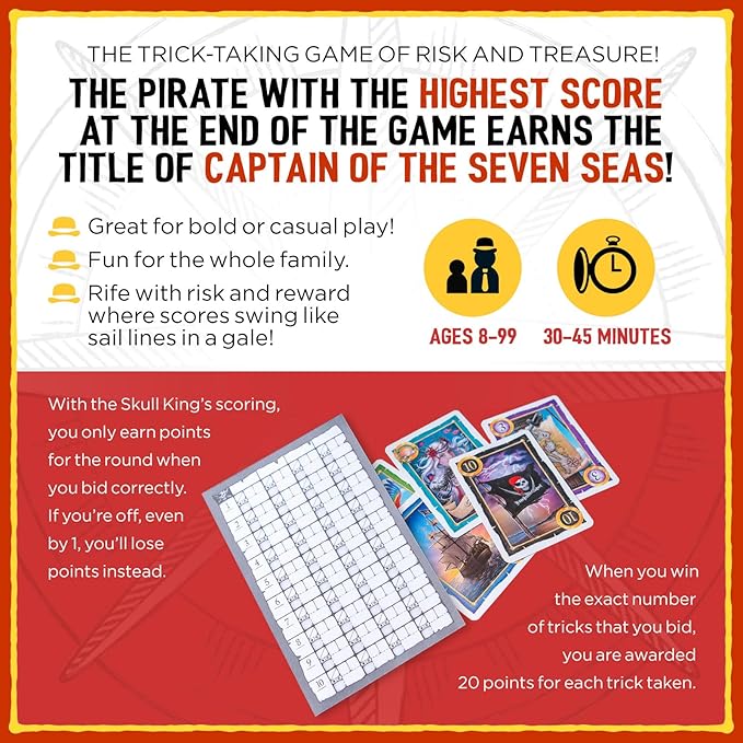 Grandpa Beck's Games Skull King - The Ultimate Pirate Trick Taking Card Game | Fun Strategy Game for Friends, Family, Game Night | from The Creators of Cover Your Assets | 2-8 Players Ages 8+
