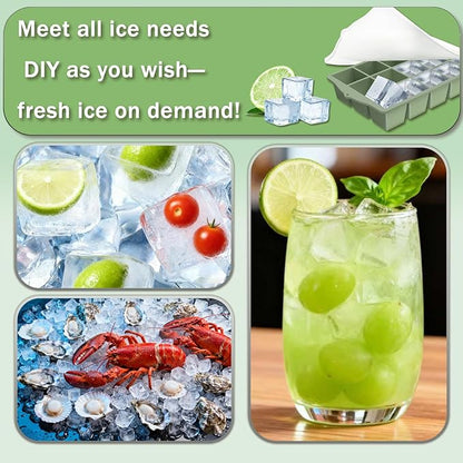 Ice Cube Trays for Freezer, 3 Pack Easy Release Slicone Ice Cube Tray