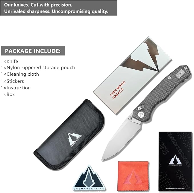 CMB Explorer Micarta Handle 14C28N Steel Blade Crossbar Lock Knife Pocket Folding Tactical Survival Camping Hiking Outdoors EDC Knife with Pocket Clip for Men Women CMB-18 (CMB-18C)
