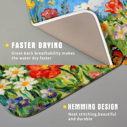 Cute Floral Dish Drying Mat Small