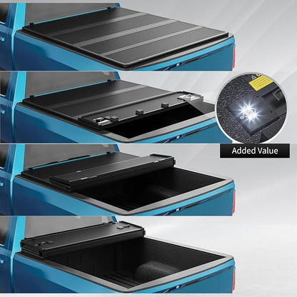 OEDRO Quad Fold Hard Truck Bed Tonneau Cover Fit for Dodge Ram 1500 (Inclu. Classic & New) 2002-2026, Fits for Dodge Ram 2500 3500 2003-2026 with 6.4ft Bed w/o Ram Box, Black