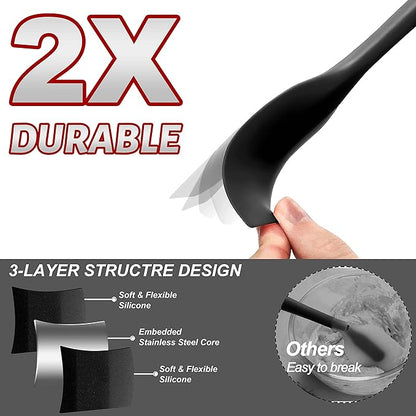 Anaeat Silicone Spatula Set of 5 - Seamless One-Pieces Design, Non-Stick Rubber Spatulas Kitchen Scraper Flexible for Easy Baking, Cooking, Scraping & Mixing, Heat Resistant & Dishwasher Safe