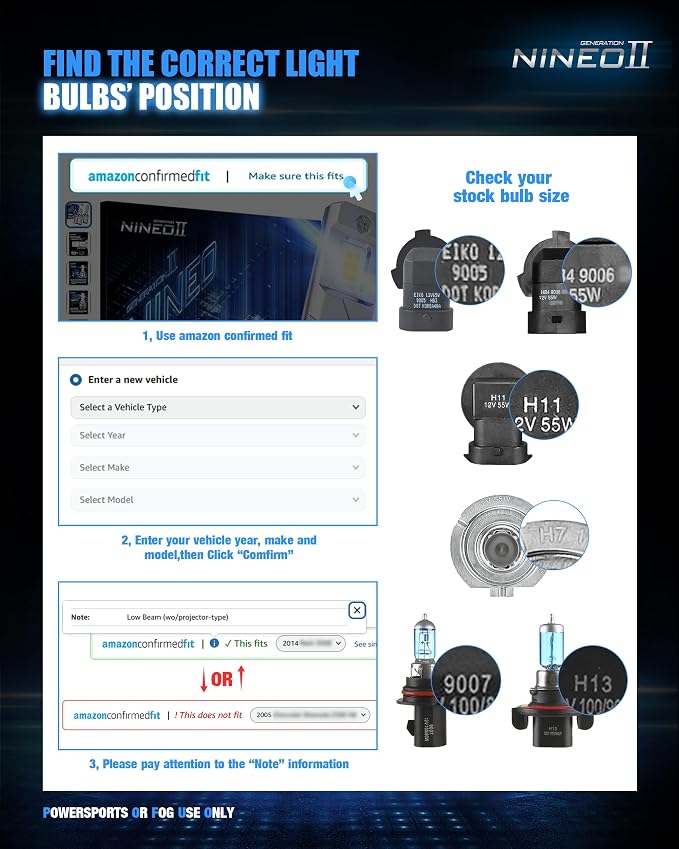 NINEO 2026 Upgrade H 7 Fog Bulbs, 600% Brighter 6500K White, Fan-Cooled, No Adapter Required, Non-Polarity, Plug & Play, Off Road or Fog Lights, 2 Pack