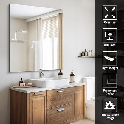 CILIBER Frameless Mirror, 36x40 inch Bathroom Mirrors