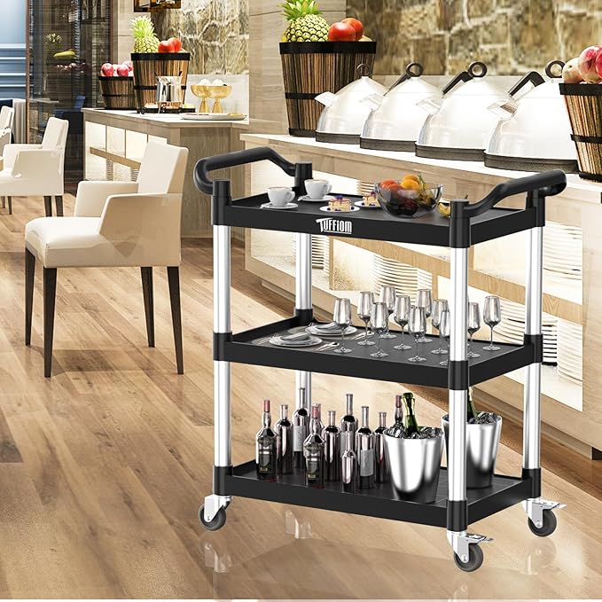 TUFFIOM 3-Tier Plastic Service Utility Cart