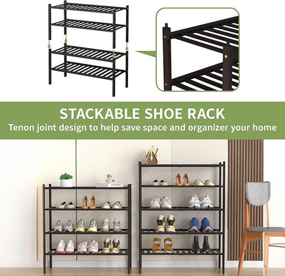 ROMGUAR CRAFT 5 Tier Bamboo Shoe Rack