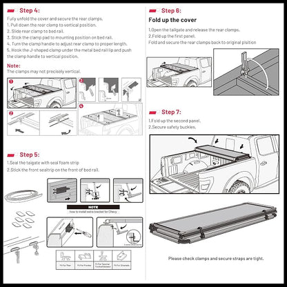 BDFHYK Hard Tri-Fold Tonneau Cover for Jeep Gladiator 2020–2026 5 FT Bed, Waterproof Low Profile Truck Bed Cover with Anti-Theft Lock, Easy Install for Camping and Work Trucks