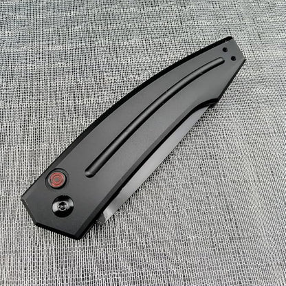 3.31'' D2 Steel Blade Aluminum Handles Speed Safe Botton Fast Opening Folding Knife with Pocket Clip, Camping EDC Tools, Survival Knives, Christmas Gift for Men and Women (Black Serrated Blade)