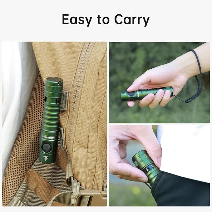 Wurkkos FC11C LED Flashlights Rechargeable -Small Powerful EDC Flashlight 90CRI 1200 High Lumen, IP68 Waterproof,Magnetic Tailcap,155M Beam Distance for Garden Dog Walking Emergency(Green 5000K)