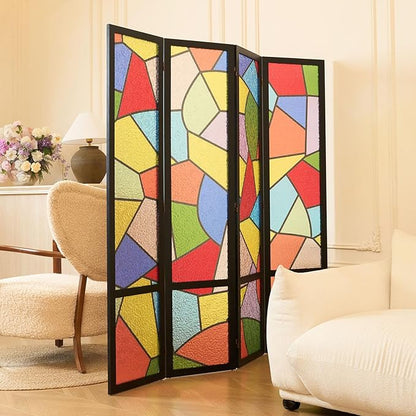 Acrylic Room Divider, 4-Panel Freestanding Partition Screen, Frosted