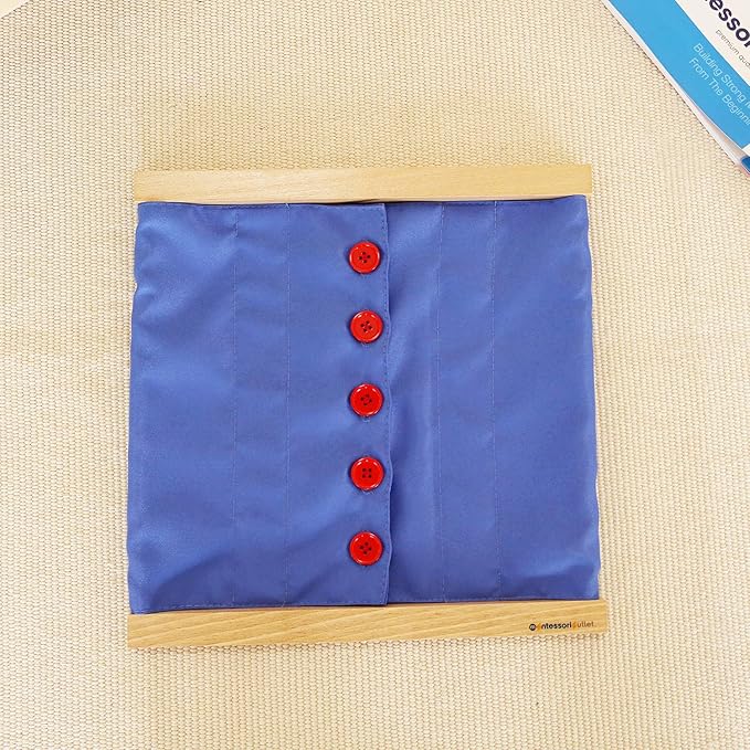 MONTESSORI OUTLET Buttoning Frame with Large Buttons | Practical Life Material for Toddlers & Preschoolers | Learn to Button Clothes, Develop Fine Motor Skills & Independence (Ages 3-6)