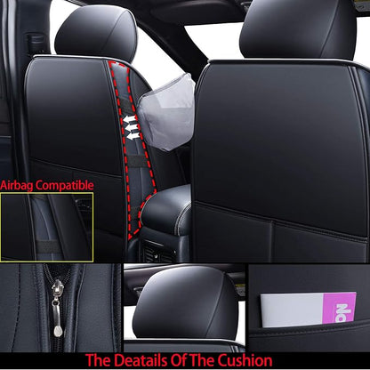 Huidasource Grand Cherokee Seat Covers, Waterproof Leather Customized Car Seat Cushion Covers, Full Set Seat Protectors Compatible with Jeep Grand Cherokee 2011-2022 (5 Pcs Full Set/Black)