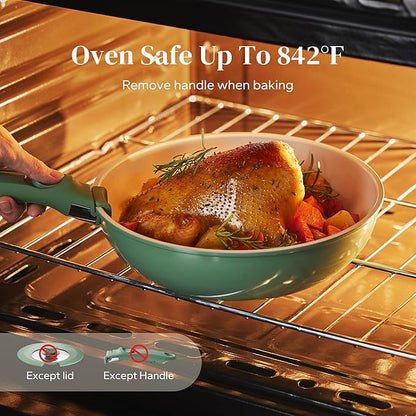 Redchef Ceramic Cookware Set, Removable Handle Pots and Pans Non-Stick