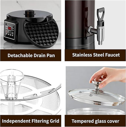 Coffee Urn Commercial Coffee Maker, 26 L 170 Cups, Transparent Electric
