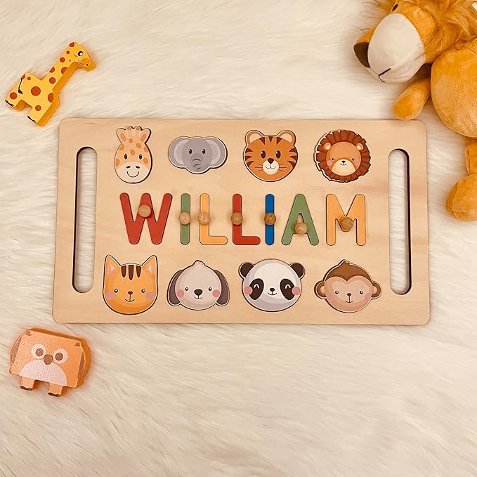 Name Puzzle for Kids Personalized, Custom Baby Name Puzzle, Customized Birthday Gifts for Boys and Girls, Personalized Baby Wooden Learning Toys