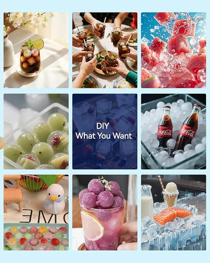 Ice Cube Trays with Lid and Bin, BPA-Free Mini 0.75 Inch Sphere Ice Molds
