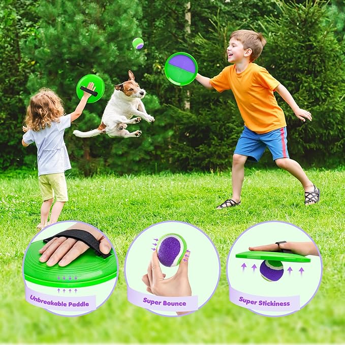 Toss and Catch Ball Set Upgraded - Kids Toys Outdoor Games for Whole Family - Water-Resistant Great for Beach Pool Yard Games - Classic Gift for Boys Girls 3 4 5 6 7 8 9 10 11 12+ Years Old