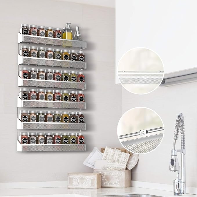 Auledio 2 Pack Spice Rack Organizer, 3 Tier Counter-top Stand or Wall Mounted