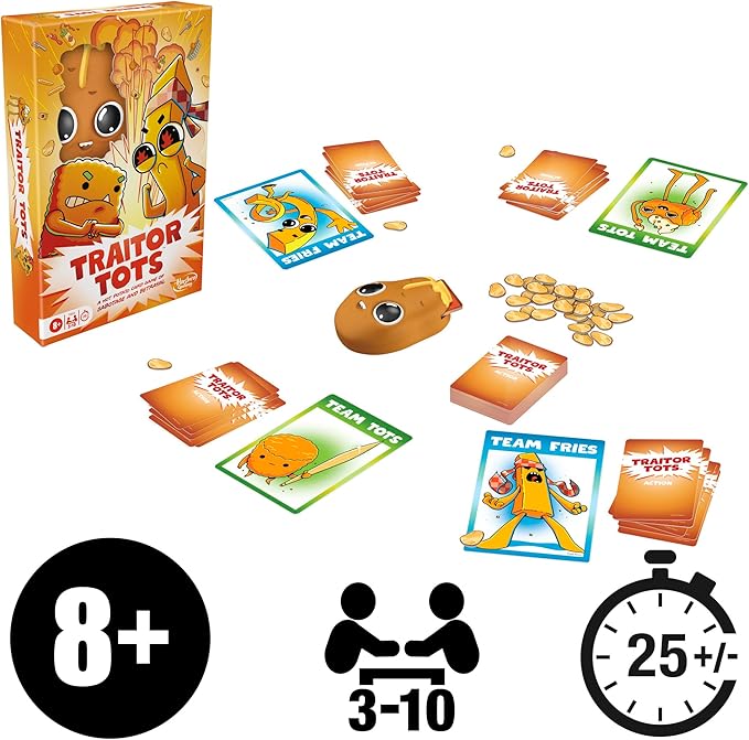 Hasbro Gaming Traitor Tots Card Game | Explosive Potato Party Card Game for Families and Adults | 3 to 10 Players | 25 Mins. Average | Indoor Summer Activities | Ages 8+