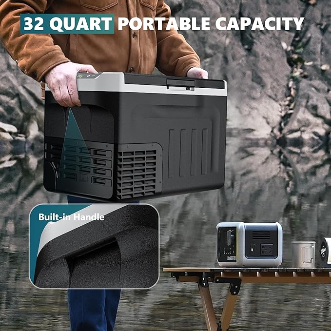 EUHOMY 12 Volt Refrigerator, 32QT 12V Cooler, Compressor Electric Cooler -4℉~68℉