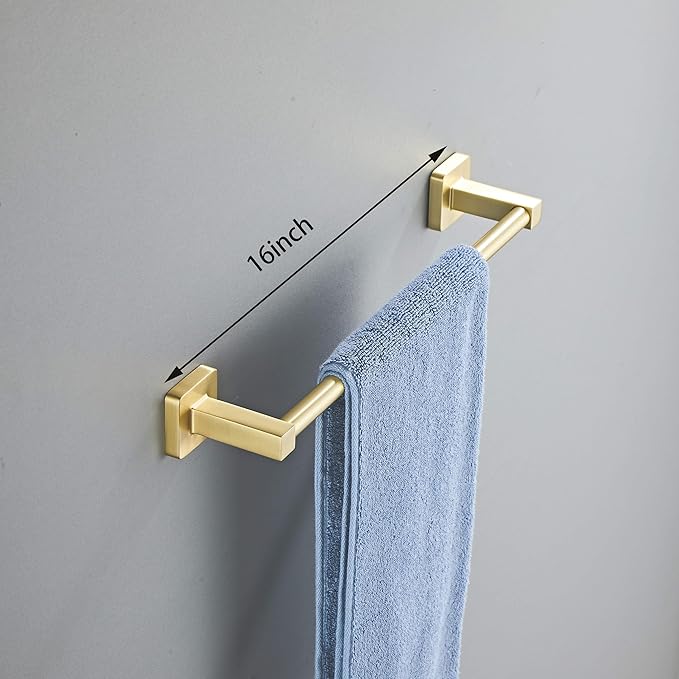 Brusehd Light Gold Bathroom Hardware Set 4 Pieces, Towel Bar Set Stainless