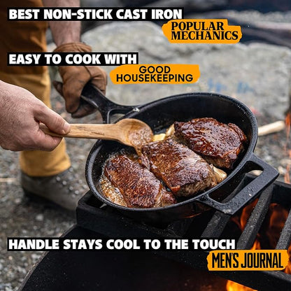 Stargazer 13.5-Inch Cast Iron Skillet | Made in USA, Seasoned, Premium Frying Pan for Grilling, Searing, Baking & More ??Durable Cast Iron with Smooth Cooking Surface