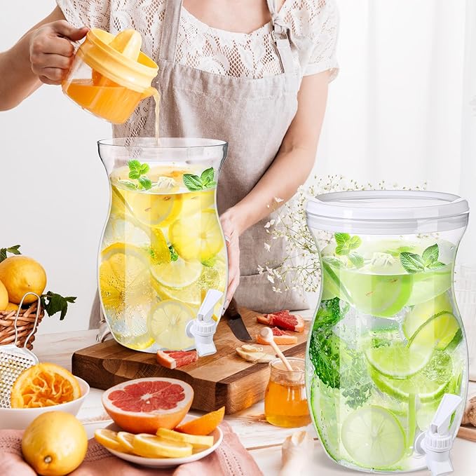 Havawish 2 Pcs 1 Gallon Plastic Beverage Dispenser