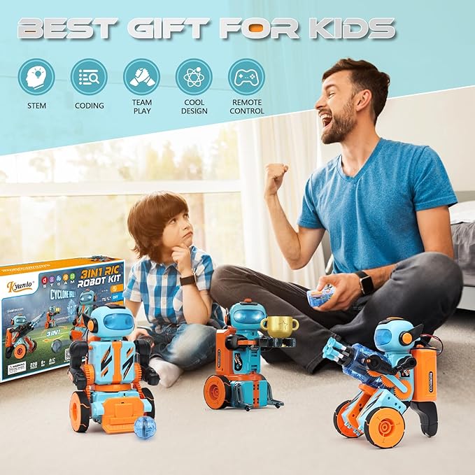 STEM Circuits Robot Building Toys for Kids Ages 8-12+ Year Old, 3 in 1 Remote Control & Programming Robotics Kit, Electric Science Projects Set, Ideal Gift for Boys Girls Ages 12-16