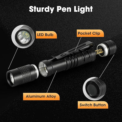 5PCS LED Pen Flashlight, Mini Pen Lights with Clip, Pocket Pen Flashlight Torch for Nurses, Small LED Handheld Slim Flashlights for Emergency, Overhaul, Outdoor Camping