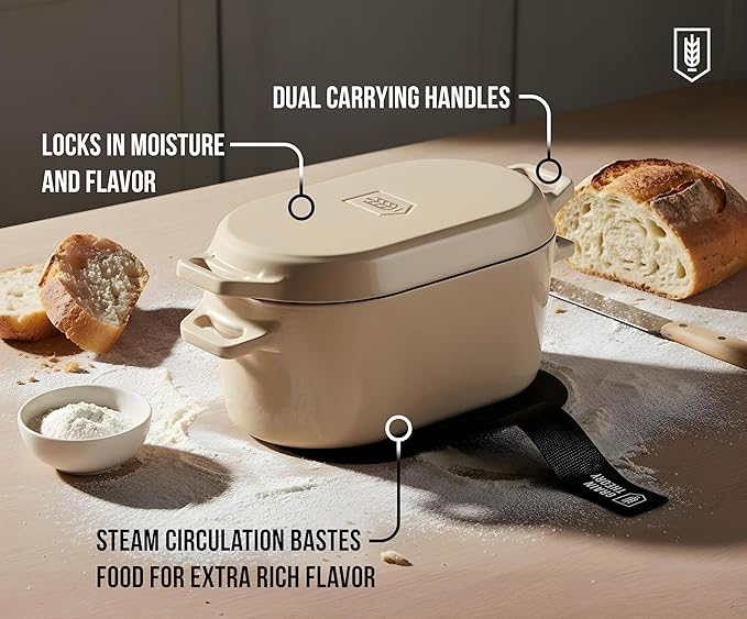 Kook Dutch Oven, for Bread Baking, Sourdough Loaf Pan, Dual Handles, Enameled
