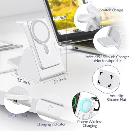 Smtcsl 3-in-1 Wireless Charging Station: Portable 5000mAh Power Bank Charger