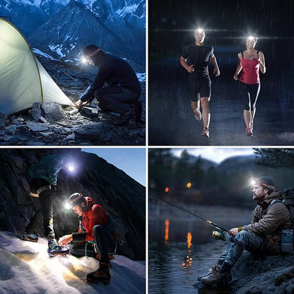 Lepro 320014 LED Rechargeable Headlamp, 2 Pack Head Lamp with 6 Modes for Camping & Hiking Gear Essentials, IPX4 Waterproof Bright Headlight Flashlights with Adjustable Headband, Type-C Cable - Red