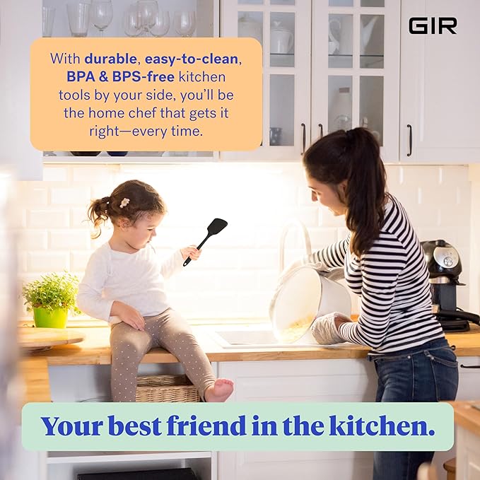 GIR: Get It Right Silicone Kitchen Spatula Turner - Non toxic cooking utensils for Nonstick Cookware, Cooking and Baking, Mini - 11IN - Black