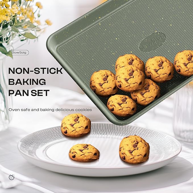 8-Piece Nonstick Bakeware Set, Stackable Oven Pan Set Includes Baking Sheet