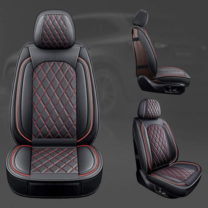 MIROZO Ram Seat Covers Full Set, Waterproof Truck Seat Cover Leather Car Seat Protector Compatible with 2009-2026 RAM 1500/2500/3500 Crew Quad Cab Pickup with Split Curved Bench 40/60,Black and Red
