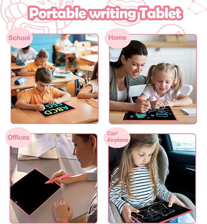 LCD Writing Tablet Doodle Board, 15 inch Colorful Drawing Tablet Writing Pad for Kids, Electronic Erasable Learning Educational Girls Gifts Toys for 3 4 5 6 7 Year Old Girls Boys