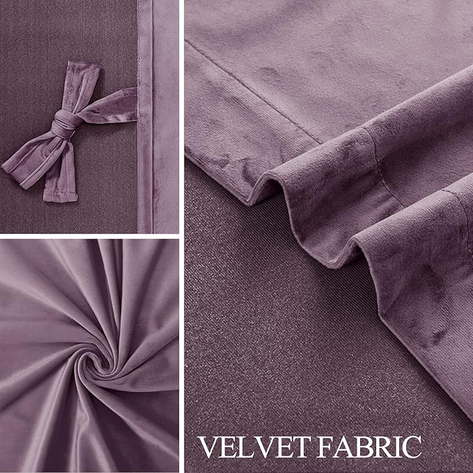 JIUZHEN Lavender Velvet Curtains 72 inches