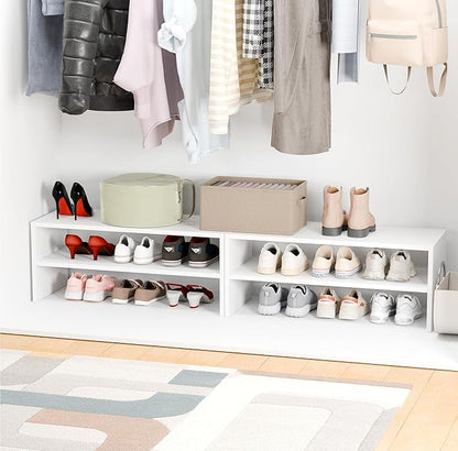 Whitmor Stackable 28" Extra Wide 2-Shelf Storage Organizer, Stackable Wood