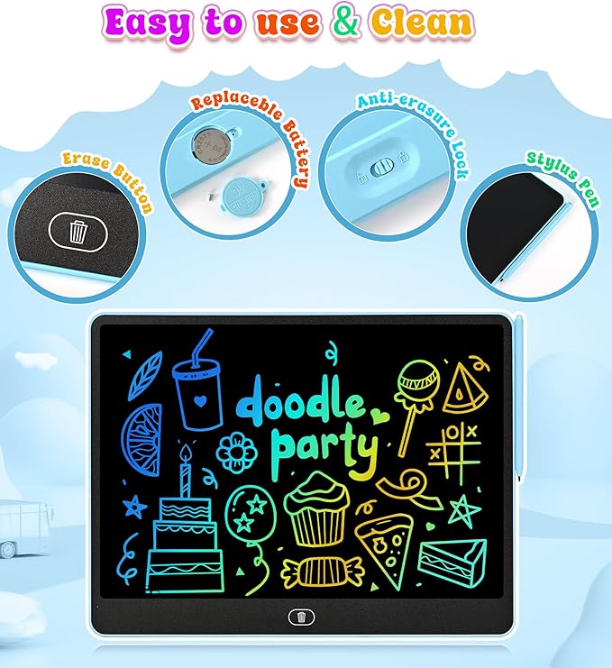 LCD Writing Tablet Doodle Board, 16 inch Colorful Drawing Tablet Writing Pad for Kids, Electronic Erasable Learning Educational Girls Gifts Toys for 3 4 5 6 7 Year Old Girls Boys