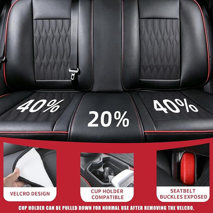 Car Seat Covers, Luxury Breathable Waterproof Faux Leatherette Car Seat Covers Cushion Protectors with Lumbar Support, Car Seat Cushion, Universal Fit Most Cars (Black, Full Set - 5 Seats)