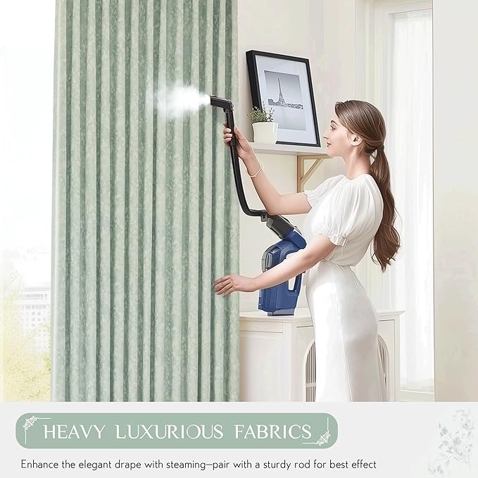 Beauoop Green Floral Jacquard Blackout Curtains 84 Inches Long 2 Panels