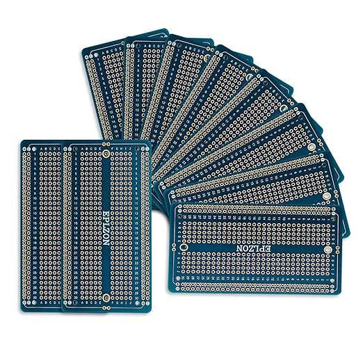 10 Pcs Solderable Breadboard PCB Board Gold-Plated Solder Breadboard for DIY Electronics Projects Apply to Soldering Projects 3.5"x2.05" (Blue)