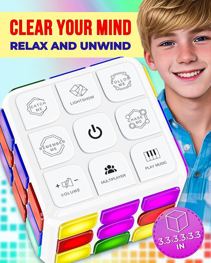 Skywin Puzzle STEM Memory Cube Game, Entertaining, Fun & Unique Flashing Memory Cube, Electronic Memory & Speed Game Development for Kids & Adults, Brain Hands and Eyes Coordination Game Cubes (White)