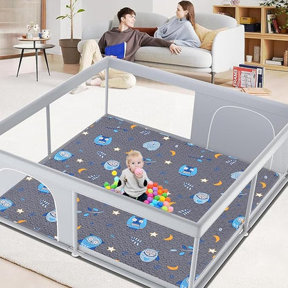 Machine Washable Baby Floor Play Mat 50x50”, Non Slip One-Piece Baby Crawling Mats for Tummy Time, Portable Playpen Mat Playmat for Babies Infants and Toddlers