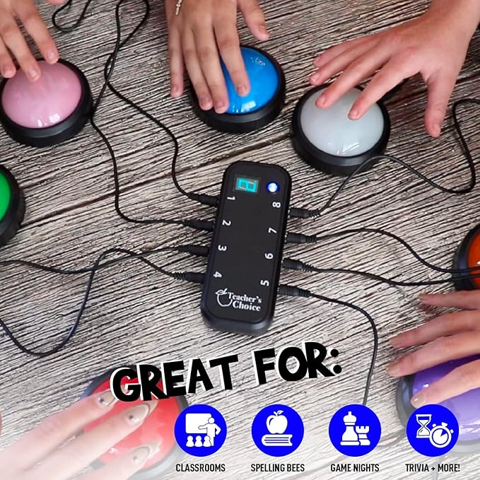 Teacher's Choice Light Up Game Buzzer System, Displays The Winning Player Loud