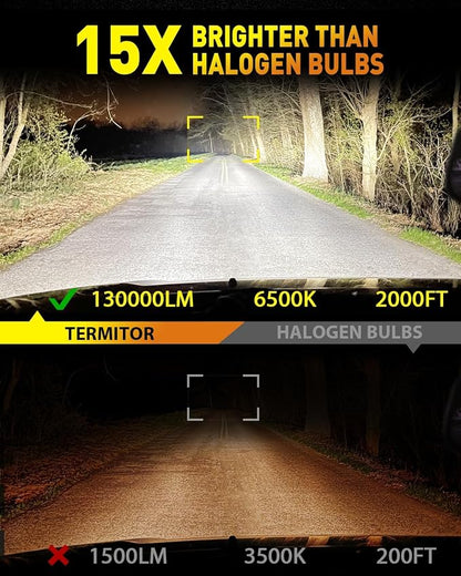 Termitor H11/H9 & 9005/HB3 Light Bulb Combo, 100,000LM 800% Brighter 6500K | 1:1 OEM Size, Long Lifespan, Easy Setup, H11 9005 Light for UTV ATV Offroad Vehicles & Fog Use, Pack of 4