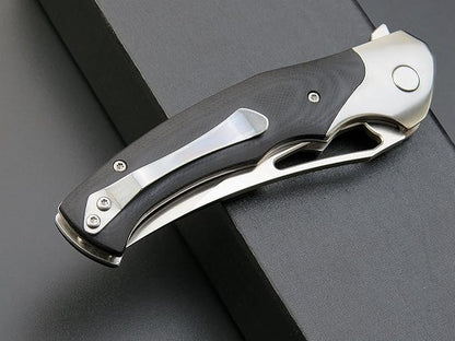 Eafengrow EF7 Folding Knife K110 Steel Blade G10& Stainless Steel Handle EDC Tool Knives for Outdoor Working Camping Hiking(black)